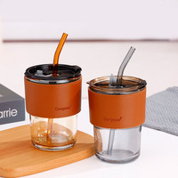 Verre à boire en verre ambré transparent le plus vendu, gobelet en verre durable avec logo personnalisé