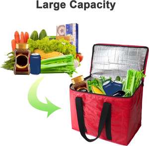 Sac isotherme en PP non tissé imperméable en gros, sac d'épicerie extérieur, sac isotherme pour aliments, sacs isothermes en PP tissé avec fermeture éclair - Product Image 3