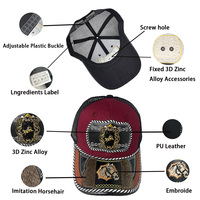 Gorra Snapback Unisex Personalizada con Logo Metálico 3D de Herradura, Impresión Serigráfica, de Jersey, Lona, Mezclilla, Malla, Estilo Western Étnico y a la Moda