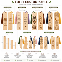 Marque-page en bois personnalisé en gros, gravé au laser, en bois recyclé avec pompon