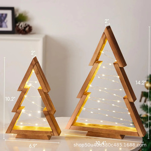 Adorno de árbol de Navidad de madera con LED blanco cálido, plegable, decoración interior para el hogar, escritorio, chimenea, decoración de escenas. - Product Image 3