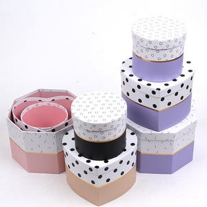 Venta directa de fábrica 3 piezas amor floristería entrega regalo multiforma mezcla de dos colores corazón redondo seis esquinas flor caja de papel - Product Image 6