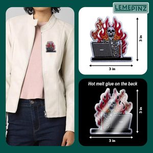แผ่นปักลายโครงกระดูกแบบรีดติดหรือเย็บติด รุ่น Burning Up Patch 3 สำหรับหมวก เสื้อผ้า กระเป๋าเป้ กางเกงยีนส์ - Product Image 4