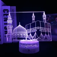Mosquée musulmane Lampe de nuit 3D RGBw Couleurs changeantes Cool Ramadan Cadeau Acrylique LED Veilleuse pour la décoration intérieure Veilleuse Dropship