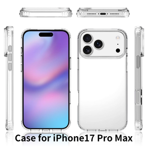 Para <span class=keywords><strong>iPhone</strong></span> 17 Pro Max Phone Case, Anti-Yellowing Clear TPU + Acrylic 2 en 1 Funda móvil a prueba de golpes para <span class=keywords><strong>iPhone</strong></span> 15 16 17 Pro Max - Product Image 2