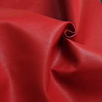 Dua arah peregangan kulit PU merah untuk celana jaket kulit sintetis mantel kulit imitasi