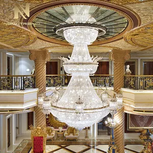 Professionele Custom Indoor Hotel Lobby Decoratie Plafondverlichting Luxe Grote Project Kristallen Kroonluchter