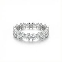 Bague Éternité Florale en Moissanite, Argent 925 Plaqué Or Blanc, Bague Empilable de Mariage pour Femme, Cadeau