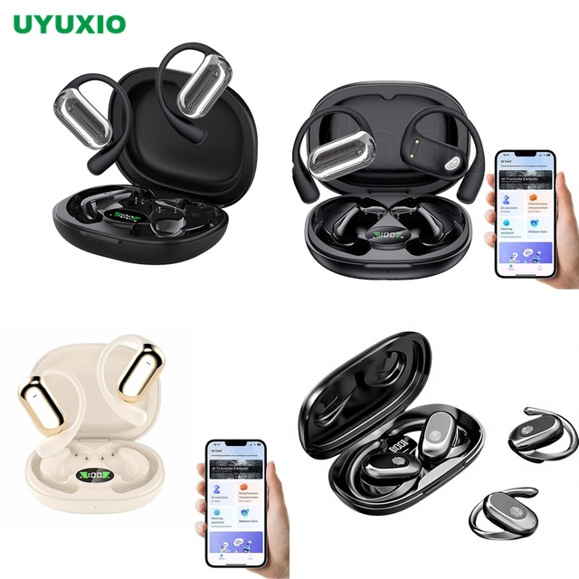 AI Translation Earbuds 4 Modes Wireless Earphone Open-Ear OWS Real-Time Translation BT 5.4 No Subscription 144 Languages