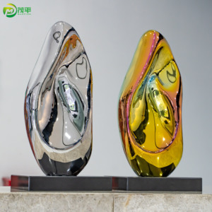 Su misura moderna in acciaio inox scrivania ornamenti Hotel mobili in metallo artigianato arte pietra levigata decorazione scultura - Product Image 2