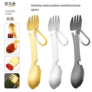 Utensile <span class=keywords><strong>Multifunzione</strong></span> 5-in-1 in Acciaio Inox, Spork con Apribottiglie per Escursionismo e Backpacking - Product Image 4