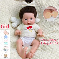 Mini taille 13 "Silicone bébé poupées visage potelé avec des cheveux enracinés à la main enfants accessoires de jouets interactifs