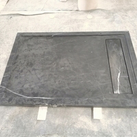 Receveur de douche en marbre noir Marquina en pierre naturelle, base de douche sur mesure pour salle de bain avec trou de drainage