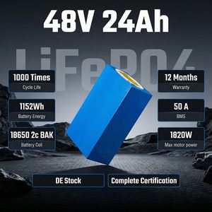 แบตเตอรี่จักรยานไฟฟ้า 48V 24Ah แบบติดตั้งใต้ท่อ  สินค้าจากเยอรมนี, ชุดแบตเตอรี่ลิเธียม 3000mAh 13s8p  พร้อมระบบจัดการแบตเตอรี่ 50A BMS  ช่องเสียบ XT60 รองรับการชาร์จเร็ว 4A - Product Image 4