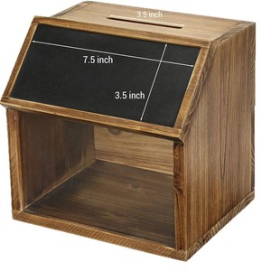 Retro Wooden Suggestion Box With Chalkboard Money Storage For Kids 21x16.5x19.8cm - Product Image 5
