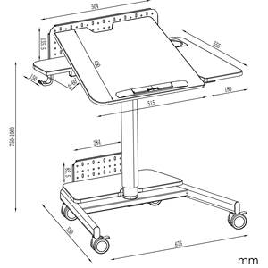 V-крепление Запираемая газовая пружина фиксированная + флип Двухзонный Настольный мобильный ноутбук стол с грузовой стойкой шасси 10 кг/22 фунта VM-FA105 - Product Image 6