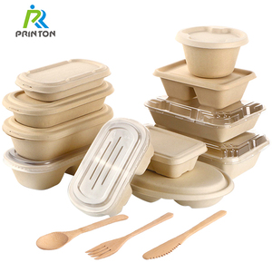 Caja de almuerzo de pulpa desechable Biodegradable ecológica, contenedor de comida de caña de azúcar para llevar - Product Image 1