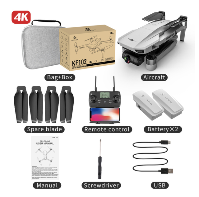 HOSHI KF102 GPS Drone HD 6K Camera Professional 1200m Transmission Drone Brushless Motor Foldable Quadcopter RC Dron 2pc Battery