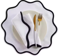 Nouveaux sets de table en tissu français avec bords contrastés, en coton et lin, isolants thermiquement et résistants aux ondulations