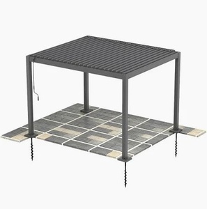 Pérgola de Aluminio Gris Oscuro con Techo de Láminas Ajustables, Impermeable, para Patio Exterior, Jardín, Modelo LC07 - Product Image 5