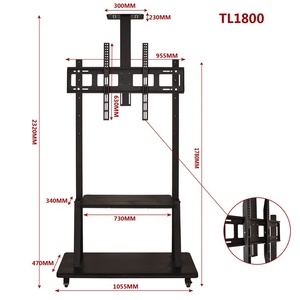 Carrello <span class=keywords><strong>TV</strong></span> Mobile con Ruote Girevoli a 360 Gradi, Supporto in Acciaio Completamente Orientabile per <span class=keywords><strong>TV</strong></span> LCD/LED/Plasma da 42 a 100 Pollici - Product Image 2