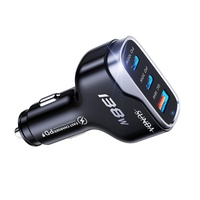 Cargador de Coche SUNDA de 138W con 3 Puertos PD QC3.0, Carga Rápida, Material Ignífugo, Adaptador de Encendedor de Cigarrillos de 12V para Reloj Inteligente y Auriculares