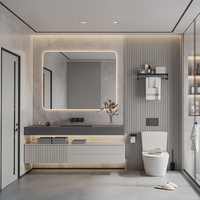 Kabinet Cermin Pintar LED Sentuh 42-Inci Modern yang Dapat Disesuaikan, Terpasang di Dinding, Tahan Air, Kayu Ramah Lingkungan untuk Kamar Mandi dan Kamar Tidur