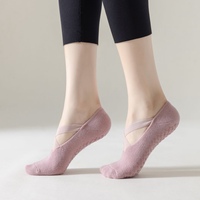Calcetines de Algodón con Agarre Antideslizante, Diseño de Ballet, con Tiras Cruzadas, para Pilates, Yoga, Barre y Danza, para Mujer