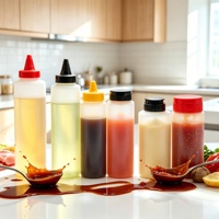 Conteneur personnalisé pour condiments et mayonnaise de 10 oz, bouteille en plastique de 300 ml de qualité alimentaire pour sauce piquante, bouteille d'huile d'olive de 500 ml avec bouchon à vis