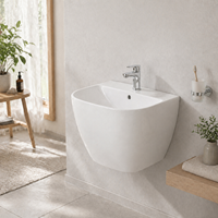 Lavabo mural en céramique moderne avec trou pour robinet simple et drain pour salle de bain d'hôtel et d'école