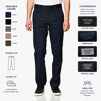 Pantalones de Trabajo Personalizados de Corte Clásico y Pierna Recta, 5 Opciones de Color, Logotipo Bordado, Tejido o Impreso Personalizado para Uniformes de Equipo