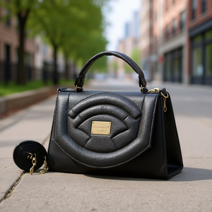 Bolso Bandolera Moderno Vintage con Patrón de Lichee Negro, Cierre de Cremallera Impermeable, Correa Única, Bolso de Hombro para Mujer, Primavera Verano - Product Image 2