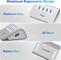 Hub USB 3.0 de Aluminio con 4 Puertos y Cable de 1 Metro, Sin Necesidad de Enchufe, para PC/Laptop, Memoria USB, Impresora, Cámara, Teclado, Ratón