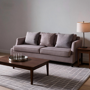 3 Seater Solid Oak Wood Frame French Country Linen <b>Sofa</b> for Living Room - Product Image 3