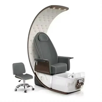 Chaise de pédicure légère et luxueuse pour onglerie, spa, lit de massage réglable avec bassin de bain de pieds rond en acrylique moderne pour salon de manucure moderne