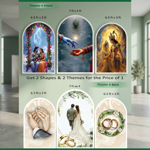 Juego de Arcos Reversibles Premium Eternal Union (3 Piezas) Colección Moderna de Bodas Divinas Radha Krishna, Vinilo Italiano de Doble Temática, 5-6 pies - Product Image 3