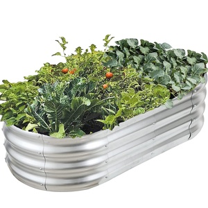 Fioriere da <span class=keywords><strong>Giardino</strong></span> <span class=keywords><strong>Ovali</strong></span> in Acciaio Zincato per Ortaggi e Fiori, Vasi Rialzati in Metallo per Esterni - Product Image 3