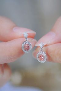Joyería de Lujo Xinfly con Piedras Preciosas para Novia, Oro Blanco de 18k, Diamante Rosa Natural de 0.30ct, Pendientes y Colgante - Product Image 5