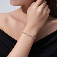 Bracelet tennis en moissanite, argent sterling 925, 8,8g, serti à griffes, coupe brillant ronde, chaîne à maillons pour femme