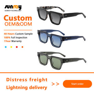 아세테이트 선글라스 안경테 편광 렌즈 OEM 맞춤 두꺼운 패션 레트로 고품질 안경 남녀 공용 - Product Image 2