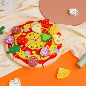 Juego de cocina de imitación de madera Unisex, juego de cocina educativo para cortar Pizza, juguetes de cocina para niños, juego de cocina de madera, juego de pizza de madera - Product Image 3