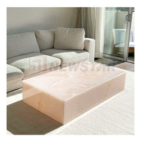 Table basse ovale en marbre vert massif, table basse moderne en marbre vert onyx