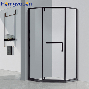 Pivot Diamond Rose Gold Cabina sin marco Esquina Vidrio templado Partición de ducha Caja de puerta corredera curva - Product Image 3