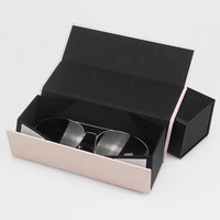 Boîte à lunettes pliable noire populaire de luxe avec logo personnalisé emballage de lunettes de soleil en papier boîte à lunettes et sac