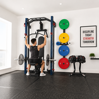 PINJIAN Rack de Squat Mural Pliable avec Barre Multi-Prises, Gym Compact Tout-en-un pour Usage Domestique