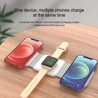 Pengisi Daya Nirkabel 3-in-1 Lipat Portabel Magnetik 15W PD Fast Charger Port Type-C untuk Ponsel, Jam Tangan, dan Earphone Warna Putih - Laris Terjual