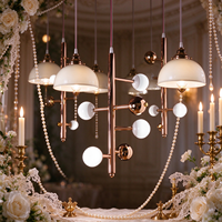 Lustre Suspendu Sphérique en Acrylique de Haute Qualité Or Rose, Décoration Minimaliste pour Mariage, Décoration de Plafond de Luxe