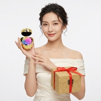 Boîte à bijoux en fer forgé avec rose éternelle faite à la main - Cadeau de la Saint-Valentin créatif, vente en gros transfrontalière Chine
