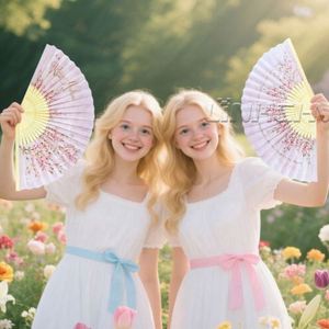 Eco-Friendly Bamboo <b>Folding</b> Hand Fan Custom Logo Sustainable Bamboo Crafted for Business Wedding Personalized Painted Flower - Product Image 5