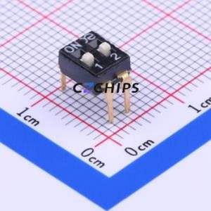 DSIC02LHGET DIP Switch Through hole Component (THT) Switch Flat Toggle, Raised Type Single Pole Single Throw 2 2.54mm - Product Image 1